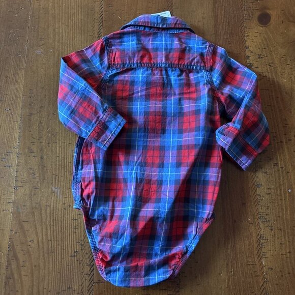 Oshkosh Red & Blue Long Sleeve Plaid Shirt Size 18 Mo - Picture 5 of 5